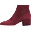 imageFSJ Women Comfortable Chunky Low Heeled Ankle Booties Round Toe Shoes with Side Zipper Size 415 USWine Red