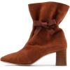 imageFSJ Women Comfy Bows Medium Chunky Heel Square Toe Fancy Lace Up Office Boots Size 415 M USBrown