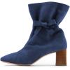 imageFSJ Women Comfy Bows Medium Chunky Heel Square Toe Fancy Lace Up Office Boots Size 415 M USNavy