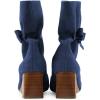 imageFSJ Women Comfy Bows Medium Chunky Heel Square Toe Fancy Lace Up Office Boots Size 415 M USNavy