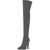 imageFSJ Women Fashion Over The Knee Long Boots Comfortable Flower Gold Metal Chain Chunky High Heels Sexy Pointed Toe Platform Stretch Thigh High Pull On Warm Shoes Size 415 USGrey