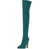 imageFSJ Women Fashion Over The Knee Long Boots Comfortable Flower Gold Metal Chain Chunky High Heels Sexy Pointed Toe Platform Stretch Thigh High Pull On Warm Shoes Size 415 USTeal