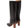 imageFSJ Women Round Toe Wide Calf Knee High Boots High Stacked Chunky Heel Long Boots Pull On Western Dress Shoes Size 415 USBlack