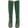 imageFSJ Women Round Toe Wide Calf Knee High Boots High Stacked Chunky Heel Long Boots Pull On Western Dress Shoes Size 415 USGreen