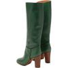 imageFSJ Women Round Toe Wide Calf Knee High Boots High Stacked Chunky Heel Long Boots Pull On Western Dress Shoes Size 415 USGreen