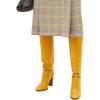 imageFSJ Women Round Toe Wide Calf Knee High Boots High Stacked Chunky Heel Long Boots Pull On Western Dress Shoes Size 415 USYellow