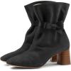 imageFSJ Women Comfy Bows Medium Chunky Heel Square Toe Fancy Lace Up Office Boots Size 415 M USBlack