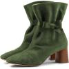 imageFSJ Women Comfy Bows Medium Chunky Heel Square Toe Fancy Lace Up Office Boots Size 415 M USOlive