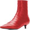 imageFSJ Women Retro Pointed Toe Ankle Booties Kitten Low Heels Office Boots Ladies Comfortable Shoe Size 415 USRed