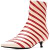 imageFSJ Women Retro Pointed Toe Ankle Booties Kitten Low Heels Office Boots Ladies Comfortable Shoe Size 415 USRed Stripes