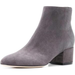 imageFSJ Women Comfortable Chunky Low Heeled Ankle Booties Round Toe Shoes with Side Zipper Size 415 USGrey Suede