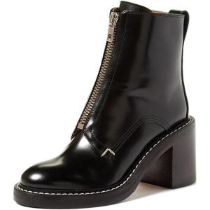 imageFSJ Women Comfy Stacked Low Heels Ankle Boots with Front Zipper Round Toe Handmade Shoes Size 415 USBlack