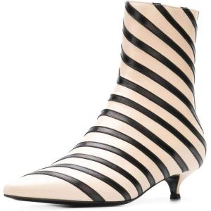 imageFSJ Women Retro Pointed Toe Ankle Booties Kitten Low Heels Office Boots Ladies Comfortable Shoe Size 415 USNude