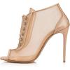 imageFSJ Sexy Lace Up Ankle Booties Mesh Peep Toe Stiletto High Heels Hollow Out Short Boots Cutout Pumps Caged Summer Ladies Party Prom Wedding Dress Shoes Size 415 USBeige