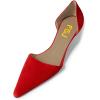 imageFSJ Women Closed Pointed Toe Low Kitten Heel Pumps DOrsay Slip On Comfort Ladies Office Work Shoes Size 415 USRed