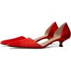 imageFSJ Women Closed Pointed Toe Low Kitten Heel Pumps DOrsay Slip On Comfort Ladies Office Work Shoes Size 415 USRed