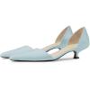 imageFSJ Women Closed Pointed Toe Low Kitten Heel Pumps DOrsay Slip On Comfort Ladies Office Work Shoes Size 415 USSky Blue
