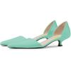 imageFSJ Women Closed Pointed Toe Low Kitten Heel Pumps DOrsay Slip On Comfort Ladies Office Work Shoes Size 415 USTurquoise