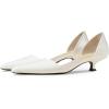 imageFSJ Women Closed Pointed Toe Low Kitten Heel Pumps DOrsay Slip On Comfort Ladies Office Work Shoes Size 415 USWhite