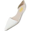 imageFSJ Women Closed Pointed Toe Low Kitten Heel Pumps DOrsay Slip On Comfort Ladies Office Work Shoes Size 415 USWhite