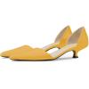 imageFSJ Women Closed Pointed Toe Low Kitten Heel Pumps DOrsay Slip On Comfort Ladies Office Work Shoes Size 415 USYellow