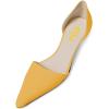 imageFSJ Women Closed Pointed Toe Low Kitten Heel Pumps DOrsay Slip On Comfort Ladies Office Work Shoes Size 415 USYellow