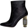 imageFSJ Women Cute Ankle Boots Pointed Toe Crystal High Heel Side Zipper Chunky Block Booties with Daisy Flower Wedding Ballroom Dress Shoes Size 416 USBlack
