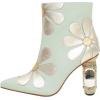 imageFSJ Women Cute Ankle Boots Pointed Toe Crystal High Heel Side Zipper Chunky Block Booties with Daisy Flower Wedding Ballroom Dress Shoes Size 416 USLight Mint Green