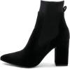 imageFSJ Women Pointed Toe Chunky High Heel Stretch Pull On Ankle Boot Comfy Winter Bootie Size 415 USBlack