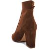 imageFSJ Women Pointed Toe Chunky High Heel Stretch Pull On Ankle Boot Comfy Winter Bootie Size 415 USBrown