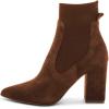 imageFSJ Women Pointed Toe Chunky High Heel Stretch Pull On Ankle Boot Comfy Winter Bootie Size 415 USBrown