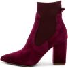 imageFSJ Women Pointed Toe Chunky High Heel Stretch Pull On Ankle Boot Comfy Winter Bootie Size 415 USBurgundy