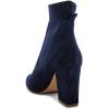 imageFSJ Women Pointed Toe Chunky High Heel Stretch Pull On Ankle Boot Comfy Winter Bootie Size 415 USNavy Blue