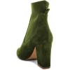 imageFSJ Women Pointed Toe Chunky High Heel Stretch Pull On Ankle Boot Comfy Winter Bootie Size 415 USOlive Green