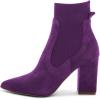 imageFSJ Women Pointed Toe Chunky High Heel Stretch Pull On Ankle Boot Comfy Winter Bootie Size 415 USPurple