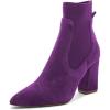 imageFSJ Women Pointed Toe Chunky High Heel Stretch Pull On Ankle Boot Comfy Winter Bootie Size 415 USPurple