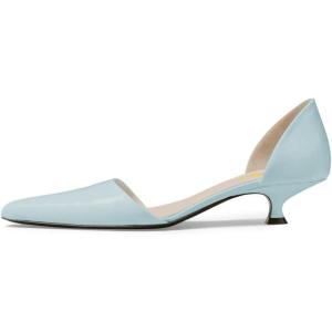 imageFSJ Women Closed Pointed Toe Low Kitten Heel Pumps DOrsay Slip On Comfort Ladies Office Work Shoes Size 415 USSky Blue