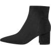 imageFSJ Women Dressy Pointed Toe Ankle Boots Chunky Block Heels Side Zipper Booties Formal Weddng Shoe Size US 415Black Suede