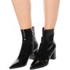 imageFSJ Women Dressy Pointed Toe Ankle Boots Chunky Block Heels Side Zipper Booties Formal Weddng Shoe Size US 415Blackpatent