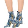 imageFSJ Women Dressy Pointed Toe Ankle Boots Chunky Block Heels Side Zipper Booties Formal Weddng Shoe Size US 415Blue Printing