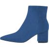 imageFSJ Women Dressy Pointed Toe Ankle Boots Chunky Block Heels Side Zipper Booties Formal Weddng Shoe Size US 415Blue Suede