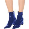 imageFSJ Women Dressy Pointed Toe Ankle Boots Chunky Block Heels Side Zipper Booties Formal Weddng Shoe Size US 415Bluepatent