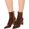 imageFSJ Women Dressy Pointed Toe Ankle Boots Chunky Block Heels Side Zipper Booties Formal Weddng Shoe Size US 415Brownpatent