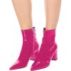 imageFSJ Women Dressy Pointed Toe Ankle Boots Chunky Block Heels Side Zipper Booties Formal Weddng Shoe Size US 415Fuchsiapatent