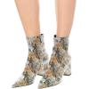 imageFSJ Women Dressy Pointed Toe Ankle Boots Chunky Block Heels Side Zipper Booties Formal Weddng Shoe Size US 415Grey Printing