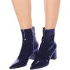 imageFSJ Women Dressy Pointed Toe Ankle Boots Chunky Block Heels Side Zipper Booties Formal Weddng Shoe Size US 415Navypatent
