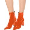 imageFSJ Women Dressy Pointed Toe Ankle Boots Chunky Block Heels Side Zipper Booties Formal Weddng Shoe Size US 415Orangepatent