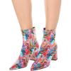 imageFSJ Women Dressy Pointed Toe Ankle Boots Chunky Block Heels Side Zipper Booties Formal Weddng Shoe Size US 415Red Printing