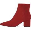 imageFSJ Women Dressy Pointed Toe Ankle Boots Chunky Block Heels Side Zipper Booties Formal Weddng Shoe Size US 415Red Suede