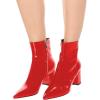 imageFSJ Women Dressy Pointed Toe Ankle Boots Chunky Block Heels Side Zipper Booties Formal Weddng Shoe Size US 415Redpatent